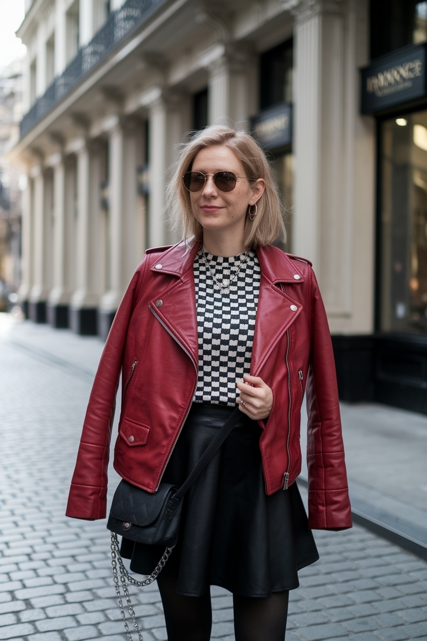 Red Leather Jacket Outfit Aesthetic: Bold Fashion Statements outfit idea
