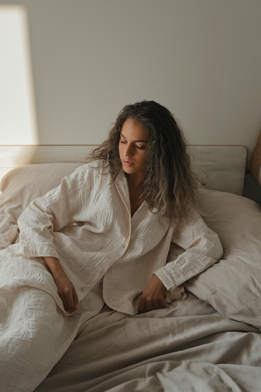 Sleepwear Set in Calm Tones Photographed: Dreamy Styles outfit idea