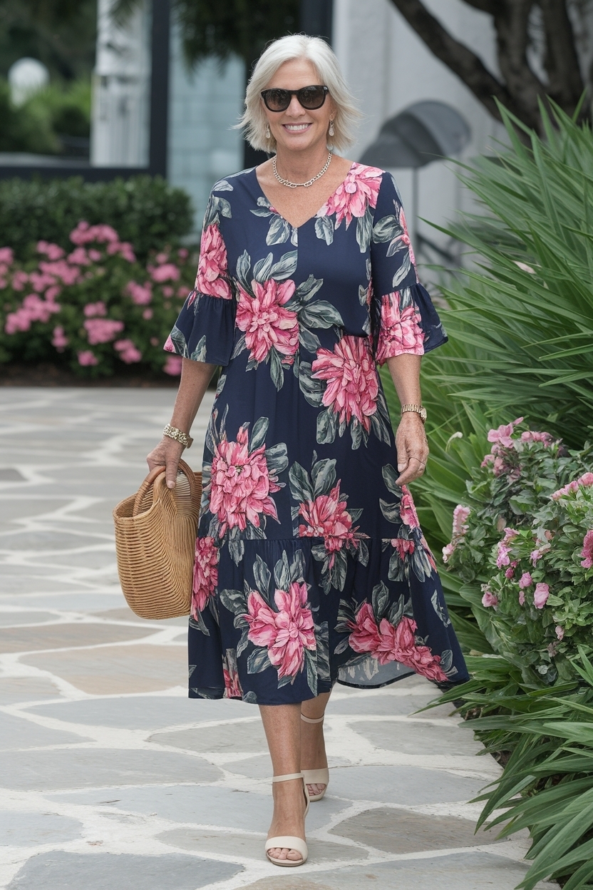 Summer Dresses with Sleeves for Women Over 40: Trends outfit idea