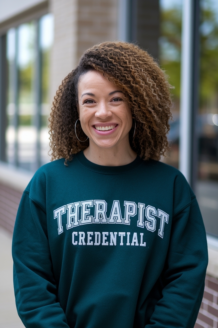 Therapist Credential Crewneck: Fashion Meets Comfort outfit idea