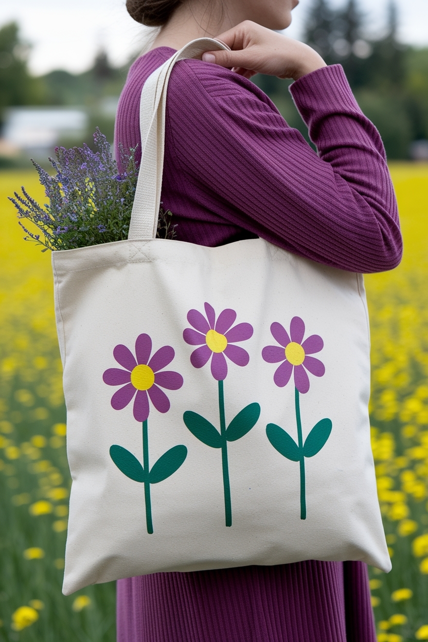 Floral Inspiration: Tote Bag Painting Ideas Flowers Galore outfit idea
