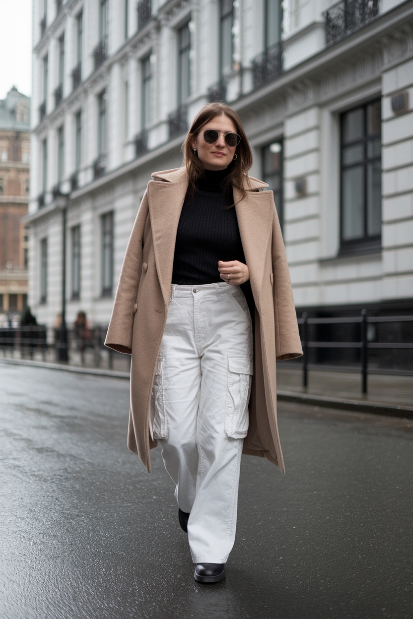 White Cargo Pants Outfit Winter: Fresh and Bright Styles outfit idea