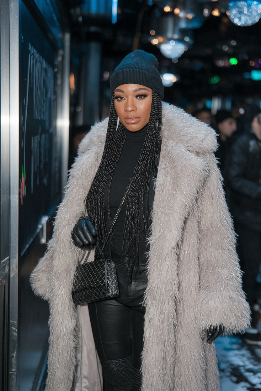 Elegant Winter Night Club Outfits Black Woman Style outfit idea