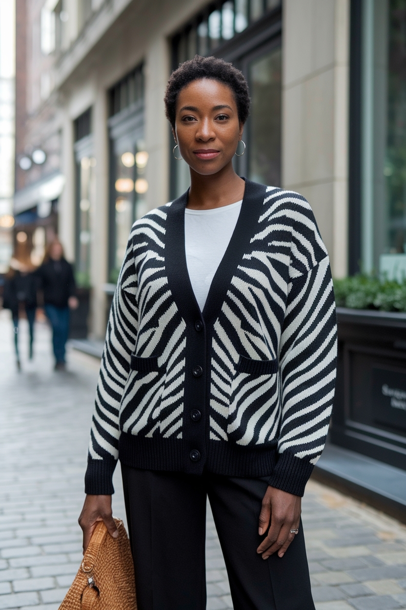 Zebra Cardigan Outfit Black Women: Bold Patterns to Try outfit idea